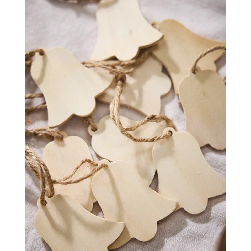 10 Pack Wooden Bell Christmas Gift Tags