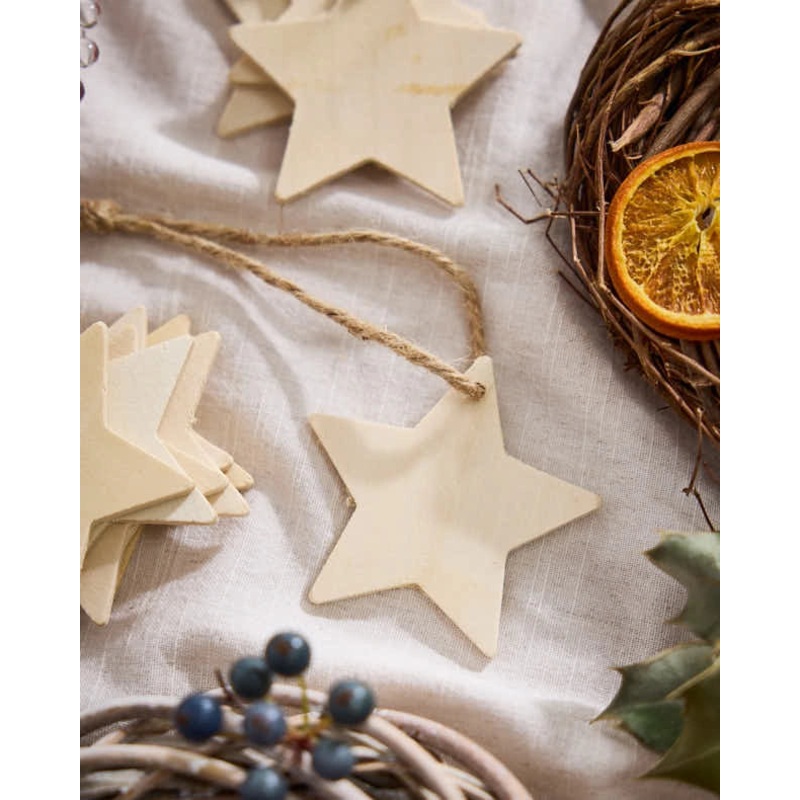 10 Pack Wooden Star Christmas Gift Tags
