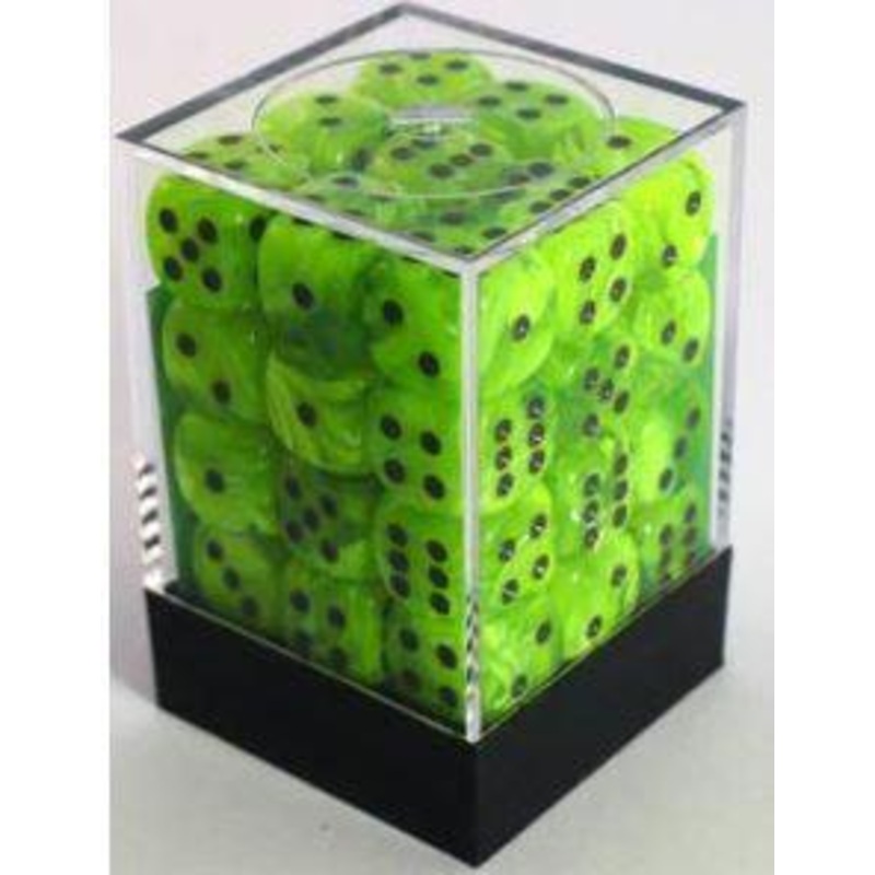 Chessex Dice Sets: Bright Green/Black Vortex 12mm d6 (36)