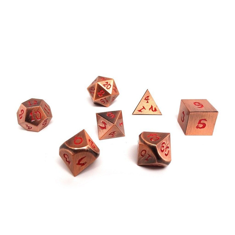 Easy Roller Metal Dice of Ancient Dragons Copper/Red 7ct Polyhedral Set