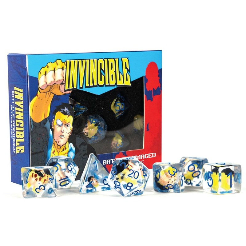 7ct Invincible Battle Damaged Inclusion Dice Set 7ct Invincible Damaged