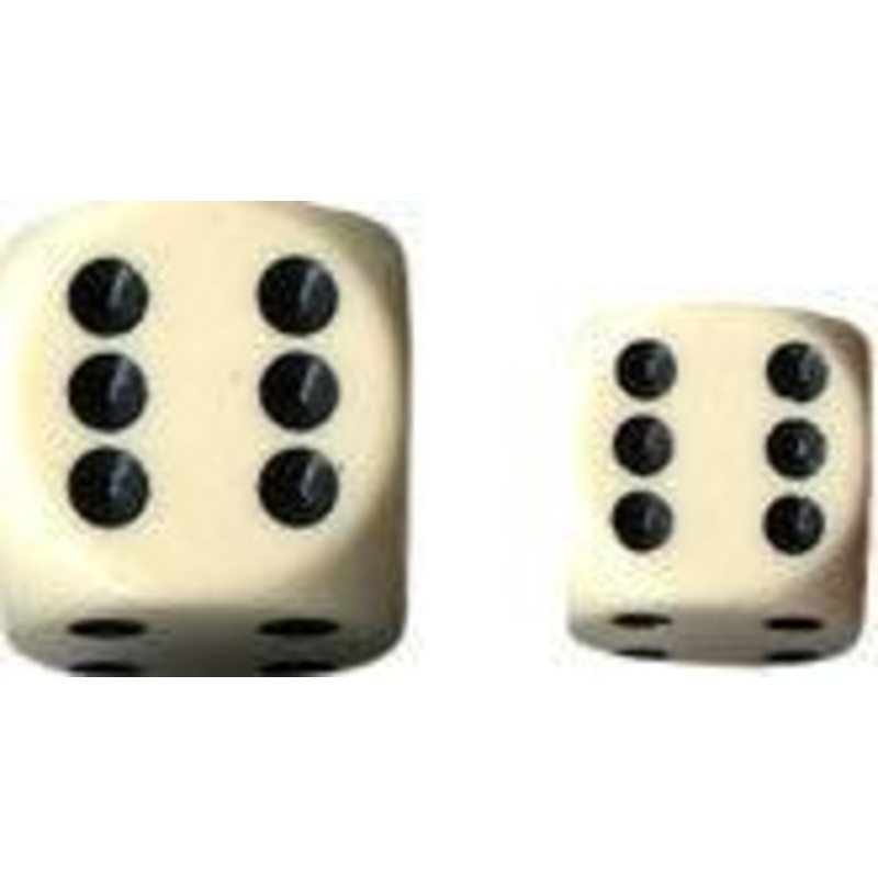Chessex RPG Dice Sets: 12mm d6 Ivory/Black Dice Block