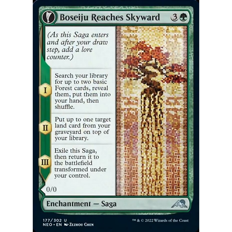 Boseiju Reaches Skyward // Branch of Boseiju (NEO-177) – Kamigawa: Neon Dynasty: (fandfc) [Uncommon]