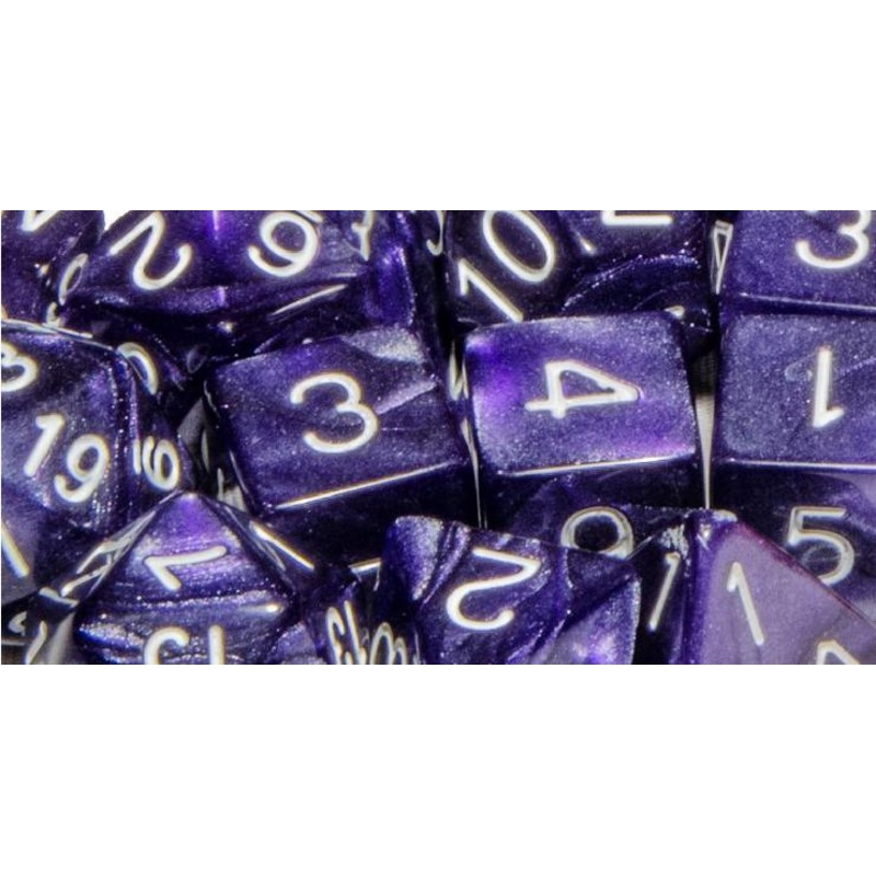 Role4Initiative Marble Purple with White Numbers 15ct Polyhedral Set