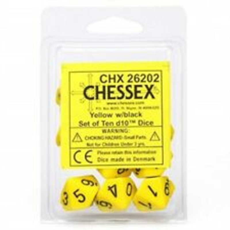 Chessex Opaque Yellow/Black 10ct D10 Set (26202)