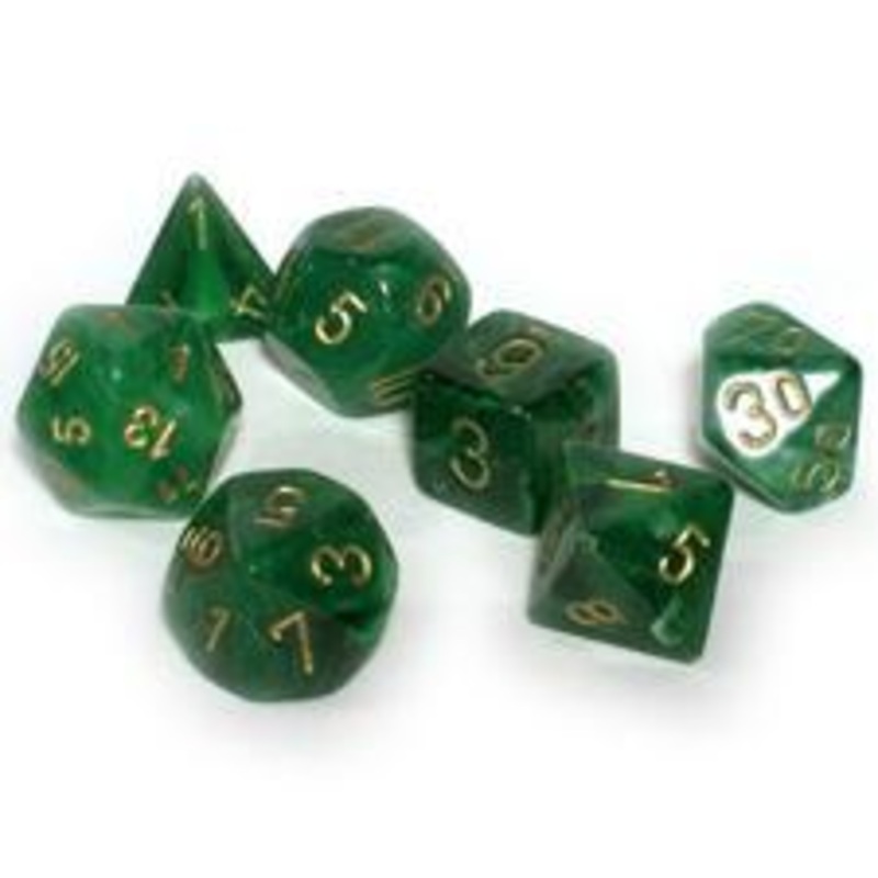 Vortex Green/Gold Dice Set (7) Polyhedral Roleplaying Dice Set