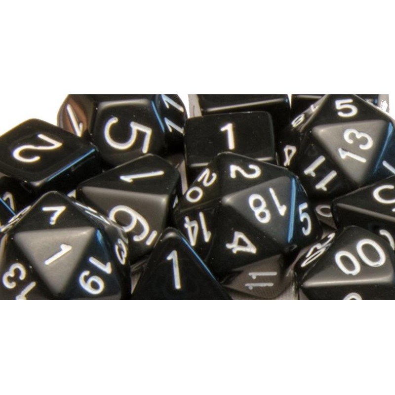 Role4Initiative Opaque Black with White Numbers 15ct Polyhedral Set