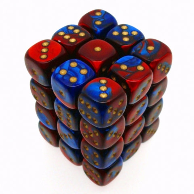 Chessex 12mm Gemini Blue Red/Gold 36ct D6 Set (26829) 12mm Blue Red/Gold