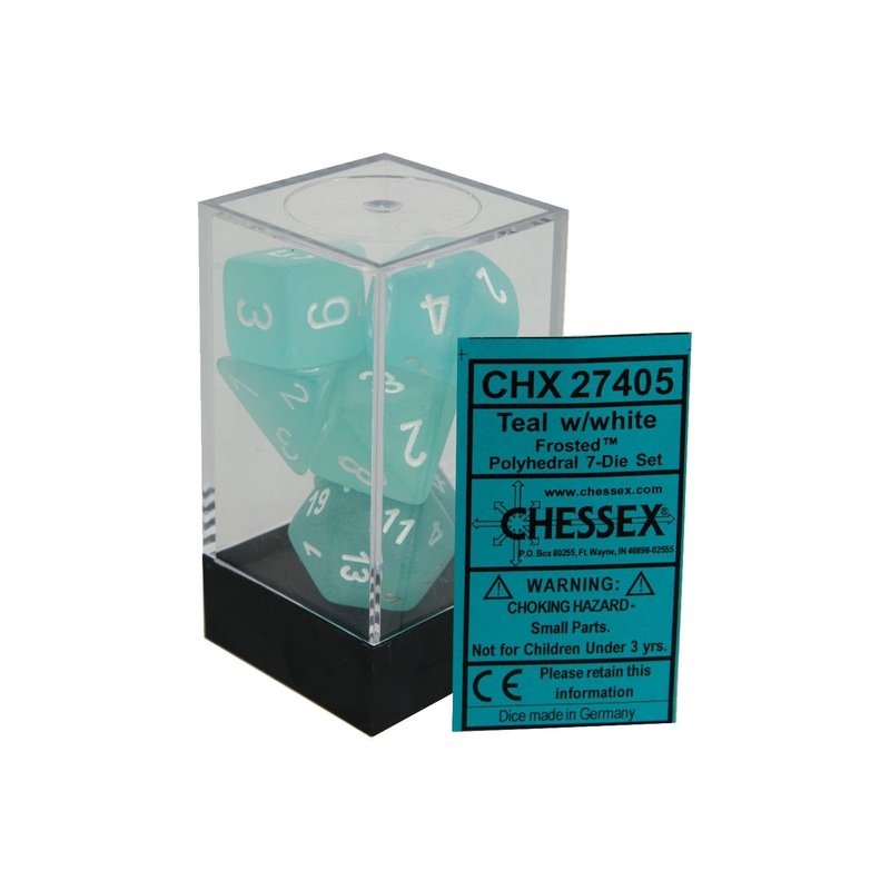 Chessex Frosted Teal/White 7ct Polyhedral Set (27405) Poly FR Teal/White