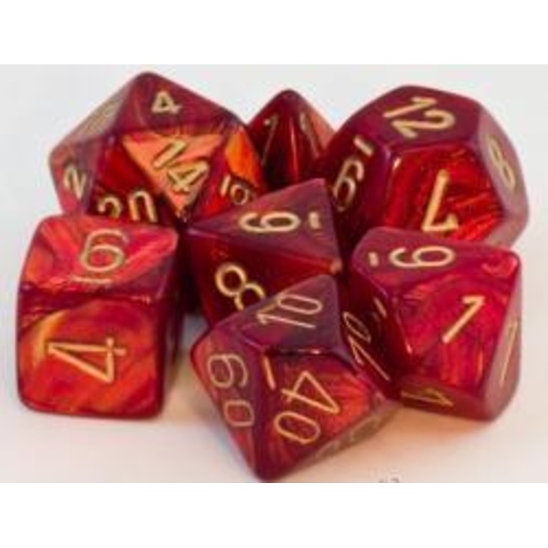 Scarab Scarlet/Gold Polyhedral Roleplaying Dice Set (7)