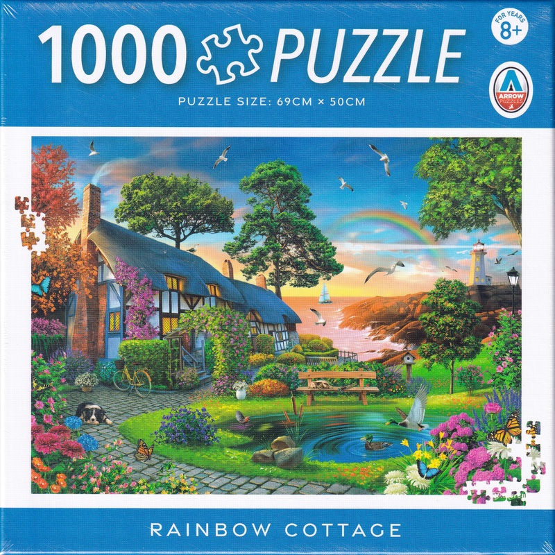 Arrow Puzzles – Imagination Series – Rainbow Cottage by P.D. Moreno Jigsaw Puzzle (1000 Pieces) (blue)