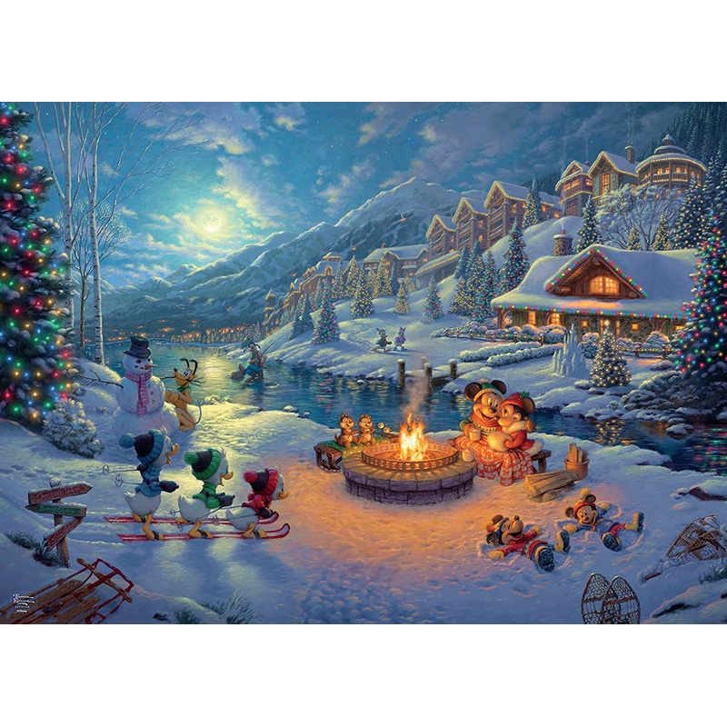 Ceaco – Mickey and Minnie Christmas Lodge by Thomas Kinkade Jigsaw Puzzle (1000 Pieces)