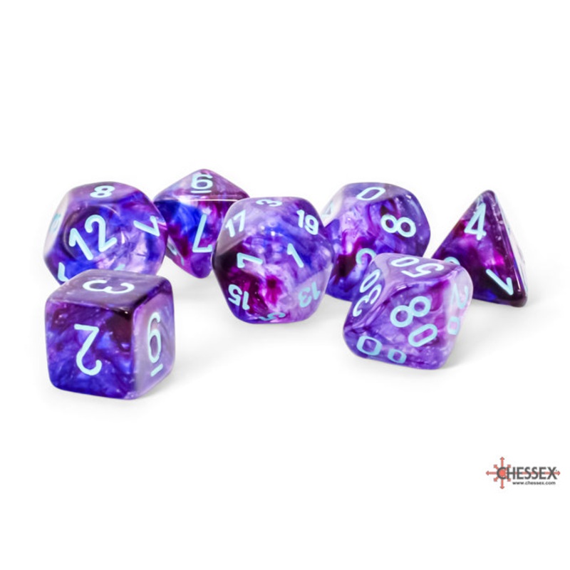 Chessex Mega-hedral Nebula Nocturnal/Turquoise Polyhedral 7-Dice Set MGH NB Nocturnal/Turquoise