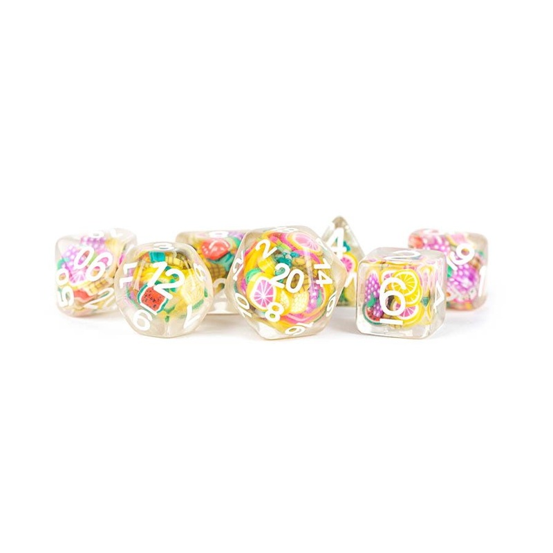 Metallic Dice Games 7ct Polyhedral Dice Set Fruit 7ct Fruit Dice