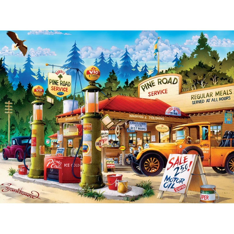 Buffalo Games Cartoon World – Pine Road Service – 1000 Piece Jigsaw Puzzle