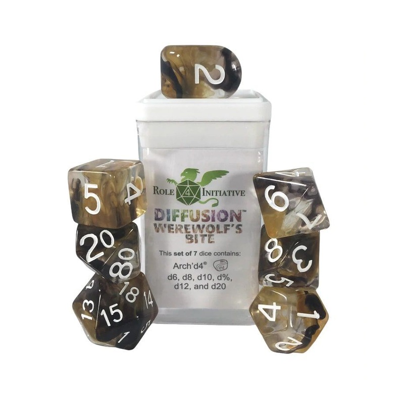 Role4Initiative 7ct Polyhedral Dice Set w/ Arch’d d4 – Werewolf’s Bite