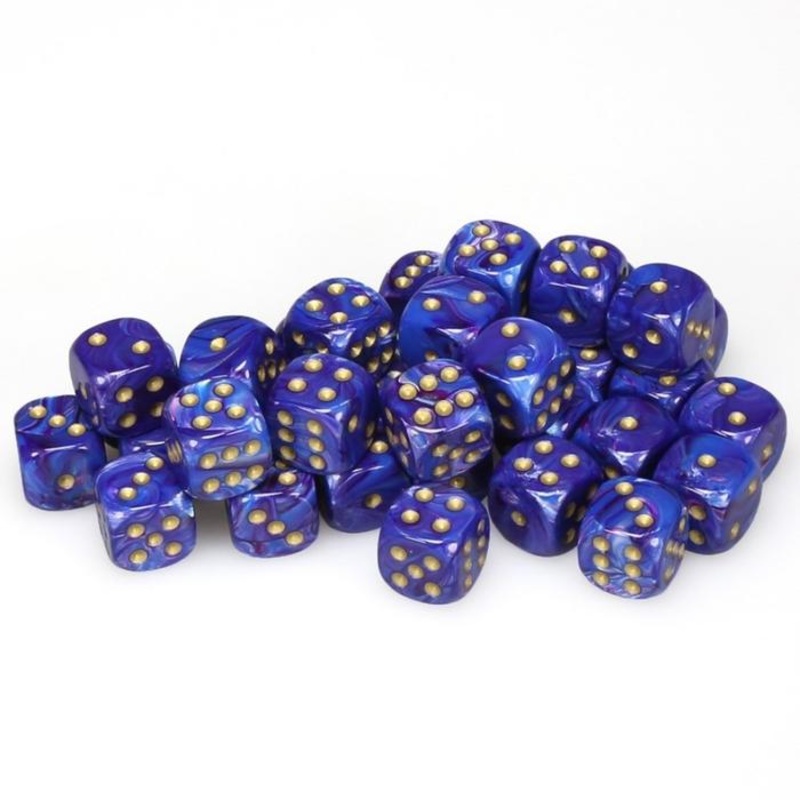 Chessex 12mm Lustrous Royal Purple/Gold 36ct D6 Set (27897) 12mm LU Royal Purple/Gold