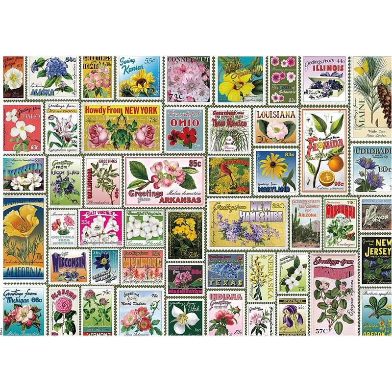 Ceaco – Stamps – Flowers Jigsaw Puzzle (1000 Pieces)