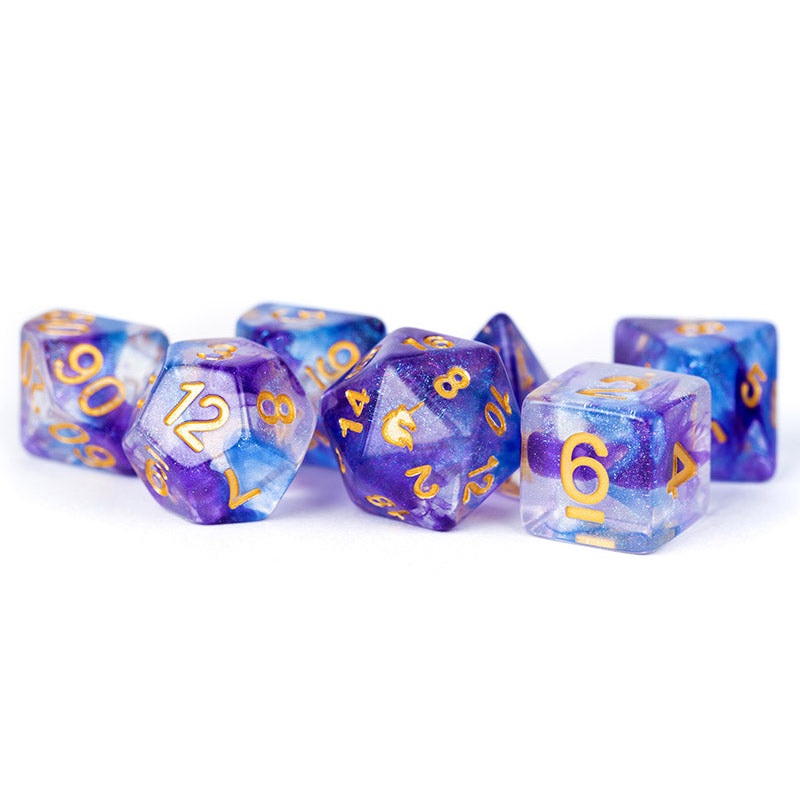 Metallic Dice Games Unicorn Midnight Fantasy 7ct Polyhedral Dice Set 7ct UC Midnight Fantasy