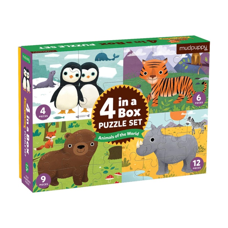 Animals Of The World 4-In-A-Box Progressive Puzzle