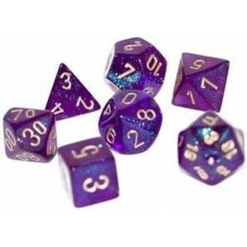Chessex Dice Sets: Borealis Polyhedral Royal Purple with Gold