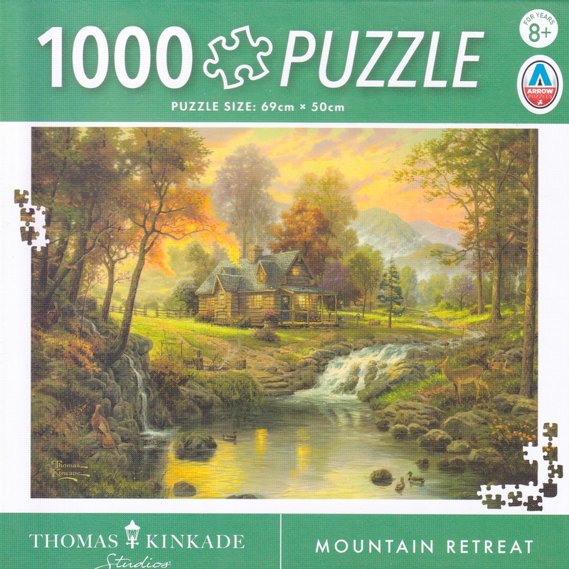 Arrow Puzzles – Thomas Kinkade – Mountain Retreat Jigsaw Puzzle (1000 Pieces)