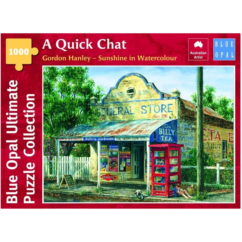 Blue Opal – A Quick Chat by Gordon Hanley Jigsaw Puzzle (1000 Pieces)